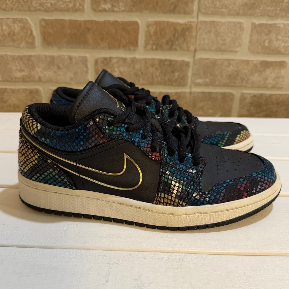 Nike Air Jordan 1 Low Multi Snakeskin Sneakers Women’s Size 8 CW5580-001 EUC